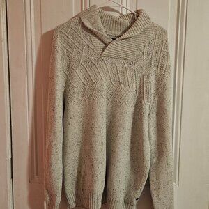 Chunky Cable Knit Shawl Collar Sweater